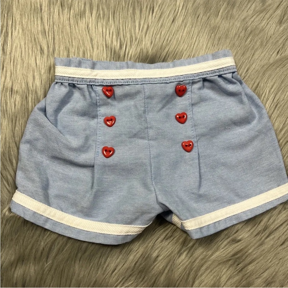 Vintage Baby Girls Carters Shorts Blue Red White Sailor Heart